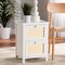 Baxton Studio Sariah Mid-Century White Finished Wood and Rattan 2-Door Nightstand 199-12330-ZORO - alternate 1